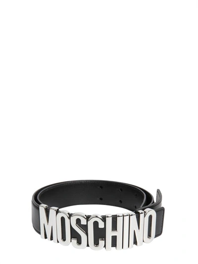 Shop Moschino Belt With Logo Lettering In Nero