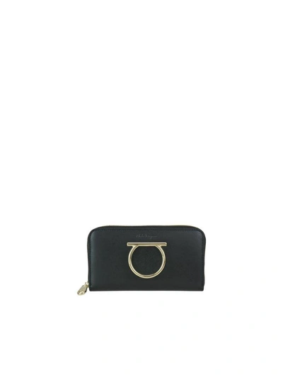 Shop Ferragamo Gancini Organizer Wallet In Black