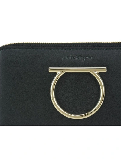 Shop Ferragamo Gancini Organizer Wallet In Black