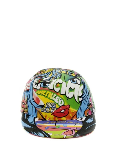 Shop Moschino "eyes" Printed Cotton Baseball Cap In Multi