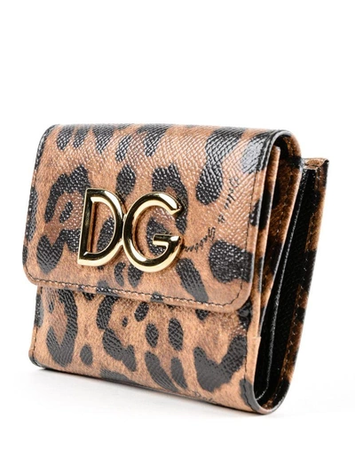 Shop Dolce & Gabbana St. Dauphine French Flap Wallet In Ha93m Leo Con Logo