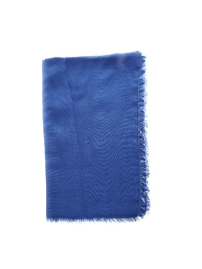 Shop Fendi Cotton-silk Blend Scarf In Blue