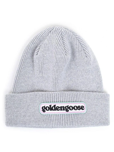 Shop Golden Goose Logo Patch Beanie In Asilver