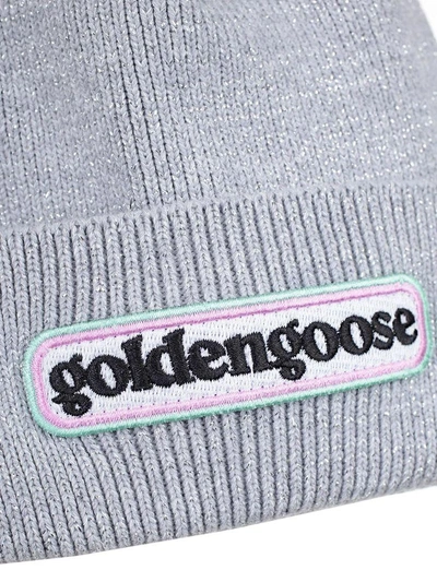 Shop Golden Goose Logo Patch Beanie In Asilver