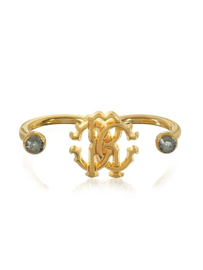 Shop Roberto Cavalli Goldtone Metal Two Fingers Ring