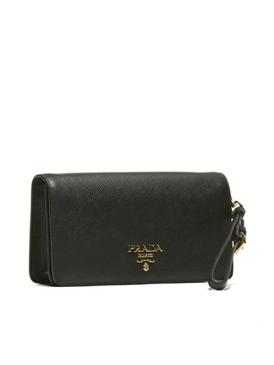 Shop Prada Logo Continental Wallet In Nero