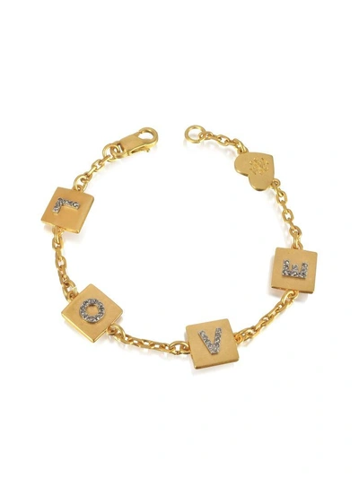Shop Tory Burch Love Message Delicate Chain Bracelet In Gold
