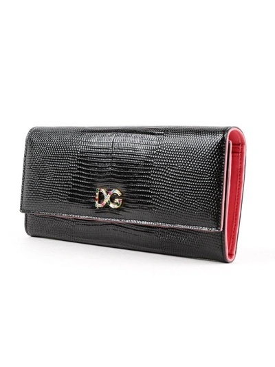 Shop Dolce & Gabbana St. Iguana Continental Wallet In 8bnero/fuxia