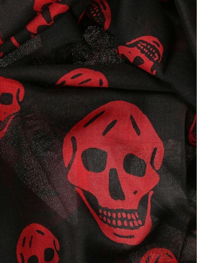 Shop Alexander Mcqueen Skull Scarf In Black Red
