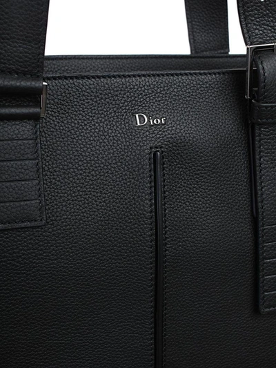 Shop Dior Classic Leather Tote In H00n Black
