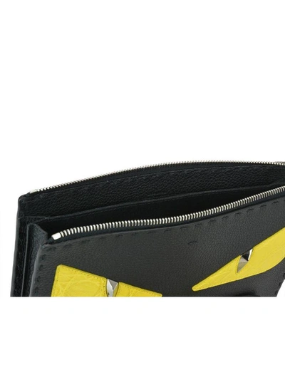 Shop Fendi Bag Bugs Pouch In Black/sunflower/palladium