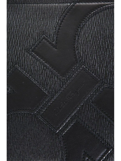 Shop Ferragamo Black Revival Clutch In Leather