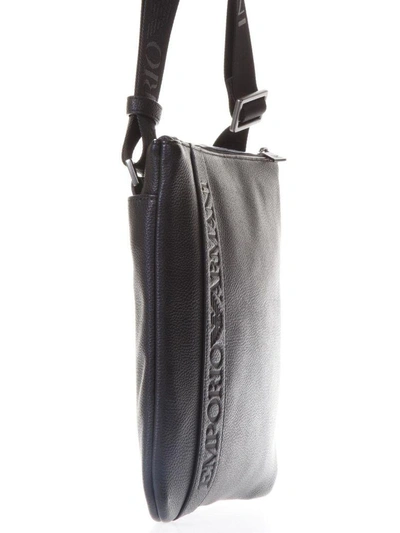 Shop Emporio Armani Black Eco Leather Shoulder Bag
