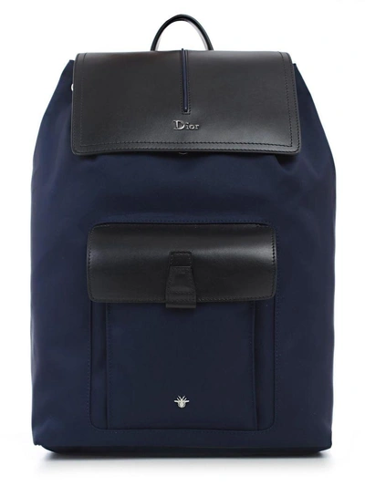 Shop Dior Logo Embossed Backpack In H00e Blue Multicolor