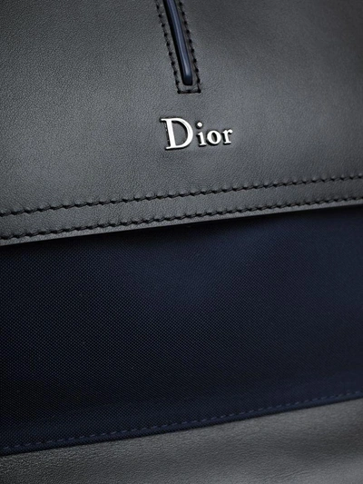 Shop Dior Logo Embossed Backpack In H00e Blue Multicolor