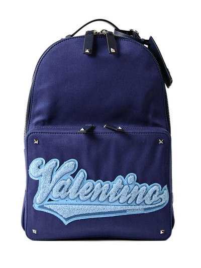 Shop Valentino Rockstud Backpack In Vin Marine/stone