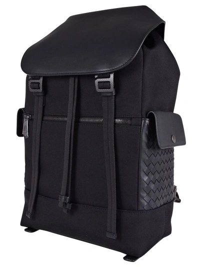Shop Bottega Veneta Leather Trimmed Backpack In Nero-nero-nero