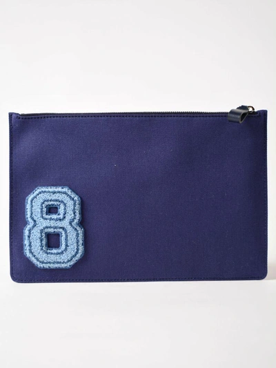 Shop Valentino Garavani Logo Patch Clutch In Vin Marine/stone