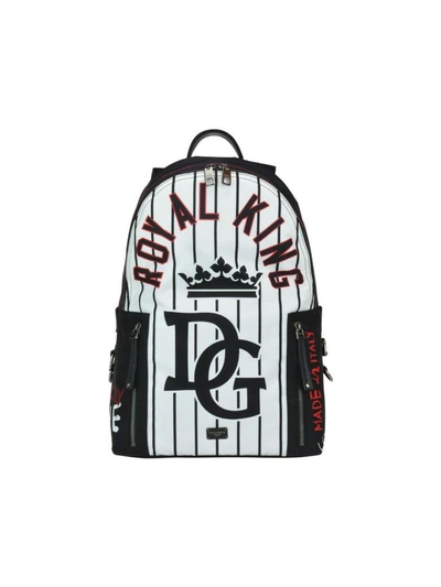 Shop Dolce & Gabbana Royal King Backpack In White/black/red