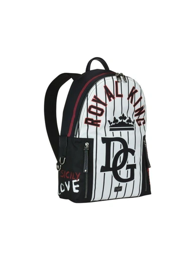 Shop Dolce & Gabbana Royal King Backpack In White/black/red