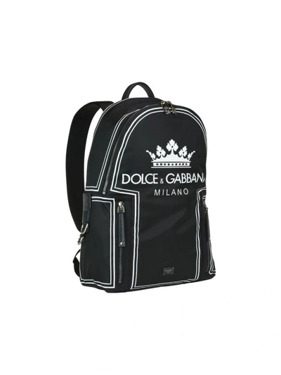 Shop Dolce & Gabbana Logo Print Backpack In Black/white