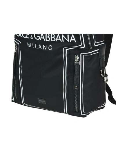 Shop Dolce & Gabbana Logo Print Backpack In Black/white