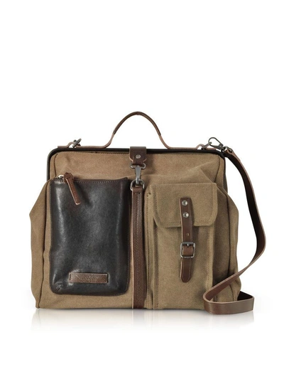 Shop The Bridge Carver-d Canvas Doctor Bag W/leather Front Pocket In Brown