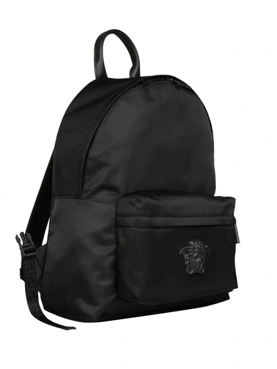 Shop Versace Black Nylon Medusa Backpack In Nero