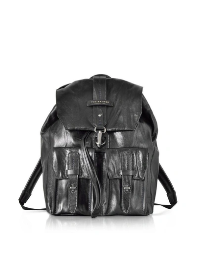 Shop The Bridge Washed Calf Leather Backpack In Black