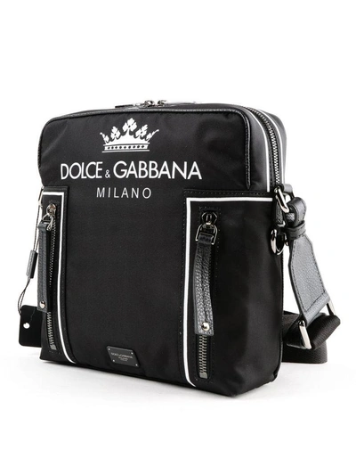Shop Dolce & Gabbana Logo Print Crossbody Bag In Black/white