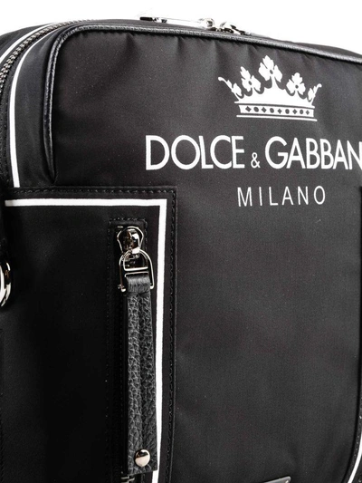 Shop Dolce & Gabbana Logo Print Crossbody Bag In Black/white