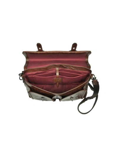 Shop The Bridge Washed Calf Leather Briefcase W/shoulder Strap In Brown