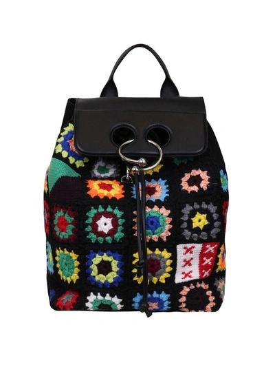 Shop Jw Anderson Crochet Pierce Backpack In Nero