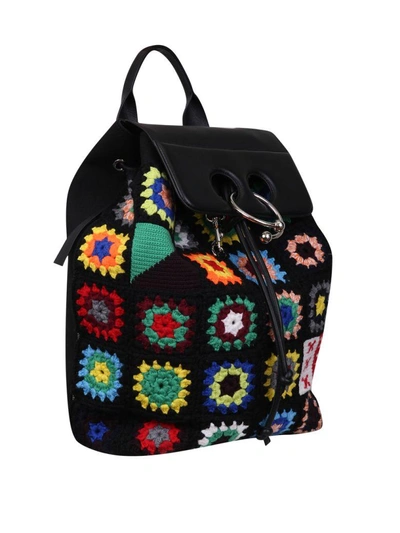 Shop Jw Anderson Crochet Pierce Backpack In Nero