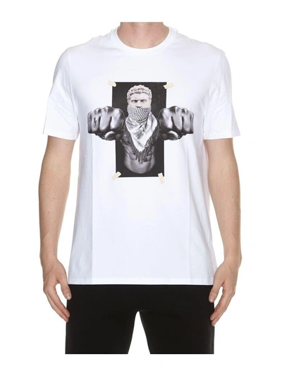 Shop Neil Barrett Freedom Fighters Print T-shirt In White/print