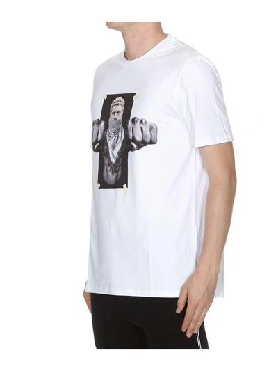 Shop Neil Barrett Freedom Fighters Print T-shirt In White/print