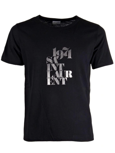 Shop Saint Laurent 1971 Print T-shirt In Noir/argent