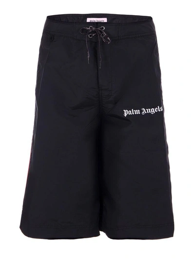 Shop Palm Angels Contrast-trim Track Shorts In Nero