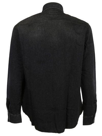 Shop Saint Laurent Oversized Denim Shirt In Medium Vintage Black