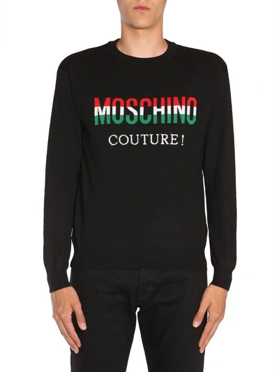 Shop Moschino Round Collar Sweater In Nero