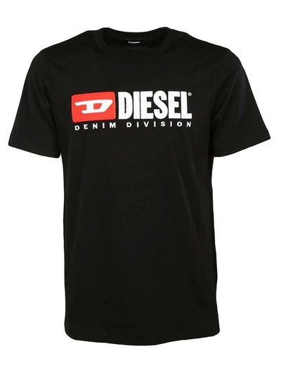 Shop Diesel Logo Appliqué T-shirt In Black