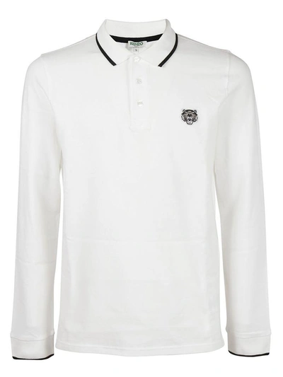 Shop Kenzo Tiger Crest Polo Shirt In Blanc