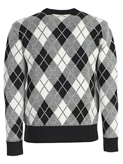 Shop Ami Alexandre Mattiussi Argyle Jacquard Crewneck Sweater In Black White