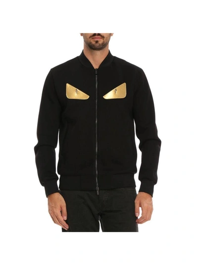 Fendi Monster Eyes Bomber Jacket In Stretch Neoprene With Maxi Eyes Bugs In Black | ModeSens