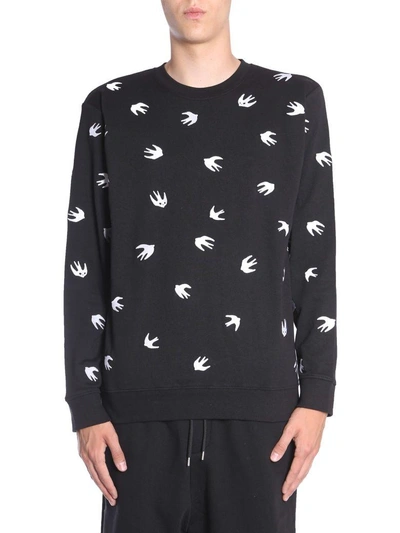 Shop Mcq By Alexander Mcqueen Sweatshirt With Embroidered Swallow In Nero