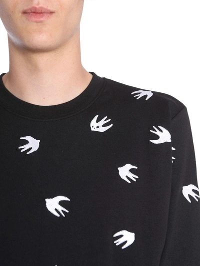 Shop Mcq By Alexander Mcqueen Sweatshirt With Embroidered Swallow In Nero