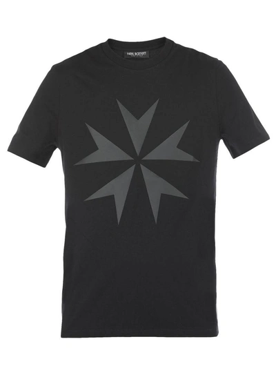 Shop Neil Barrett Cotton T-shirt In Black/black