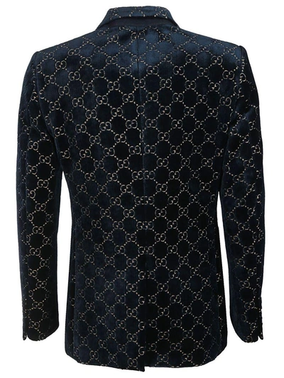 Shop Gucci Jacquard Blazer In Blue