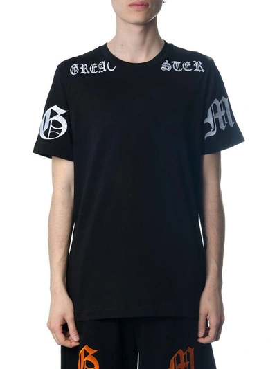 Shop Omc Black Cotton T-shirt With Gothic Print