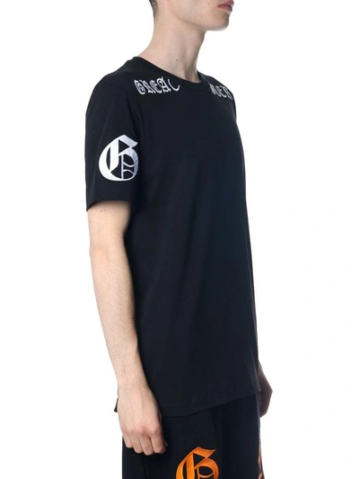 Shop Omc Black Cotton T-shirt With Gothic Print